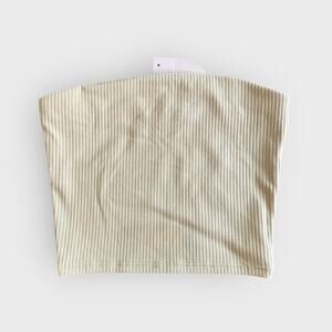 Madewell Ribbed Cropped Tube Top XS Yellow Green Sleekhold Stretch Minimalist